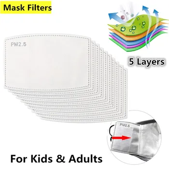 Masca de filtrare 5 Strat de Masca de Fata, Filtre, Tampoane pm25 pentru Tesatura de Bumbac Masca Adult Copii carbon, filtru anti-praf gura masca introduce