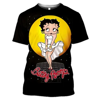 T-shirt 202 Anime Statuia Libertății Betty Boop Grafic T-shirt Desene animate Scrisoare Top Femei T-shirt Roz Distractiv Shirt Anime Costum