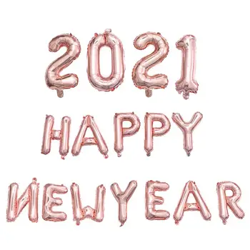 1 Set 16Pcs 2021 An Nou Fericit Baloane Colorate, Baloane din Folie de Aluminiu de Anul Nou Xmas Decor Petrecere