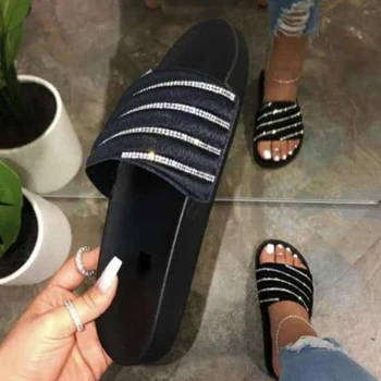 De vară 2020 confortabil paiete fund plat pentru femei papuci la Modă de înaltă calitate Slide Acasă plus size beach pentru femei papuci
