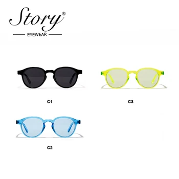 Povestea de moda bomboane de culoare Hip hop rotund ochelari de soare femei bărbați 90 de brand designer Verde cadru Albastru ocean clar ochelari S77059H