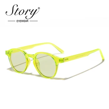 Povestea de moda bomboane de culoare Hip hop rotund ochelari de soare femei bărbați 90 de brand designer Verde cadru Albastru ocean clar ochelari S77059H