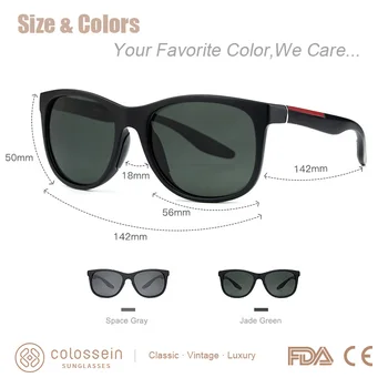 COLOSSEIN Femei Bărbați ochelari de Soare Polarizat Clasic TR90 Ochelari Pătrați Cadru Bărbați ochelari de Soare Vintage de Conducere Ochelari de Soare Ochelari