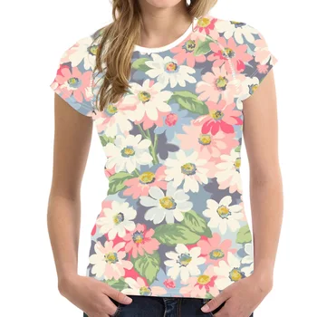 NoisyDesigns Femei t shirt Floare de Design T-shirt Florale Proaspete Stil Vârfurile Florale Colorate Teuri Harajuku tricouri Camiseta feminina