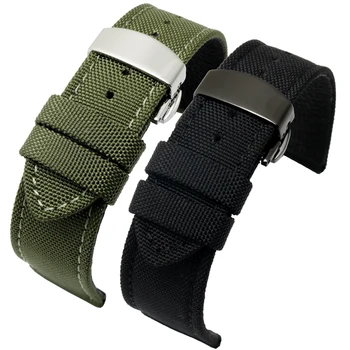 Nylon+ piele stratul de jos watchband pentru S-eiko 5 Conserve bratara 18mm 20mm 22mm 23mm 24mm curele cu catarama din otel inoxidabil