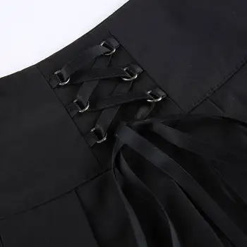 2021 Femeie Fuste Punk Goth Stil Sexy Negru Dantelă Vintage Plisata Cu Talie Înaltă Dans De Toamnă Scurt Harajuku Femei Fusta Mini