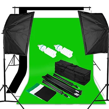 Studio Iluminat Continuu Kit Softbox Kit De Fundal Set Softbox Fundaluri(Alb Negru Verde) Sprijin De Fundal Sac Portabil