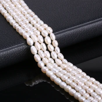 Naturale de apă Dulce Margele Perle de Cultură de Orez Forma Naturale, Perle pentru a Face Bijuterii DIY Strand 14 Inch Dimensiune de 5-6mm
