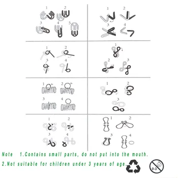 Noi 8PCS/Set Educational de Sârmă de Metal Minte Puzzle Teaser Creier Joc de Puzzle Pentru Adulți, Copii, Copii Joc Clasic de Jucărie