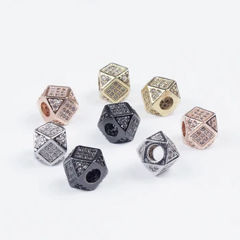 5Pcs/Lot Geometrice Metal Alamă Micro Pave CZ Margele 7mm Cristal Margele Spacer pentru Manual DIY Brățară Colier Bijuterii