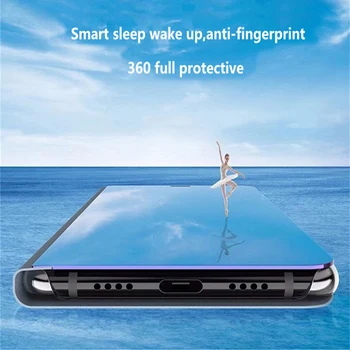Suport Oglinda Caz Pentru Samsung Galaxy Nota 20, Ultra Caz Din Piele Smart Clear View Flip Cover Pentru Samsung Nota 20 Telefon Caz