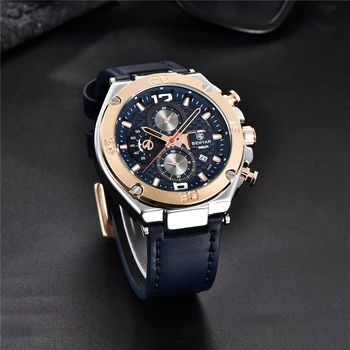 Ceasuri barbati BENYAR noi cuarț bărbați încheietura ceas de lux de top de moda ceas de om impermeabil din piele cronograf Relogio Masculino