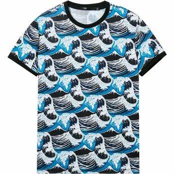 Pinli de Vară 2020 Nouă Reducere Clearance-O-neck Slim Japoneză Valuri de Imprimare Casual Barbati Elasticitatea Maneci Scurte T-shirt Haine