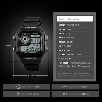 SKMEI LED Digital Ceas Bărbați Impermeabil Alarm Chronograph Mens Ceasuri de Top de Brand de Lux, Ceasuri Sport Pentru Barbati Ceasuri de mana