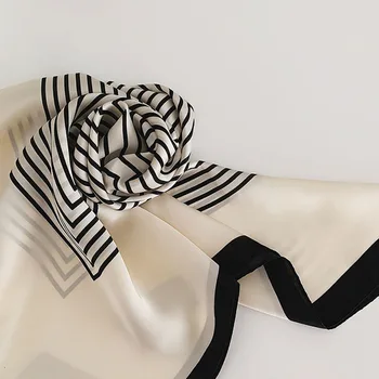 Lystrfac Nouă Epocă Alb-Negru Slik Dungi Eșarfă de Păr pentru Femei Fete Lungă Panglică Cravată de Păr Pălării de sex Feminin Accesorii de Par