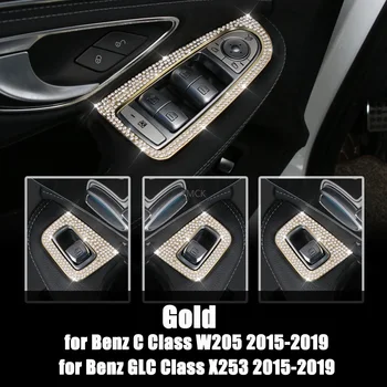 Pentru Mercedes Benz C Class W205 GLC X253-2019 Styling Auto Accesorii geamurilor Butonul Cadru de Diamant Tapiterie Huse Pentru LHD
