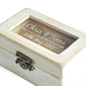 Inel de nunta Cutie Vintage din Lemn Purtător Ring de Box,Personalizate Pernă Inel,Inel de Logodna Cutie,Gfit pentru Aniversarea de Nunta