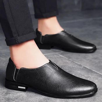 Nouă Bărbați din Piele Pantofi Casual Brand de Lux Moda Barbati Mocasini Mocasini Respirabil Aluneca pe Negru de Conducere Pantofi %