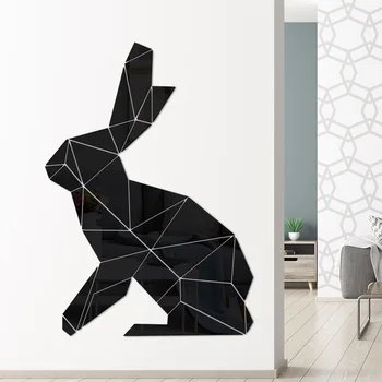 Geometrice Iepure Acril Oglindă Autocolante Easter Bunny Iepurele Autocolante de Arta de Perete Decal pentru Paste Camera pentru Copii Decor Pepinieră