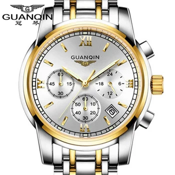 GUANQIN bărbați Ceasuri de Lux brand de top din Oțel Inoxidabil barbati luminos impermeabil Ceas de mana Ceas multifuncțional Bărbați cuarț ceasuri