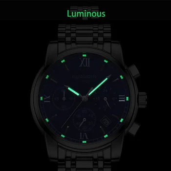 GUANQIN bărbați Ceasuri de Lux brand de top din Oțel Inoxidabil barbati luminos impermeabil Ceas de mana Ceas multifuncțional Bărbați cuarț ceasuri
