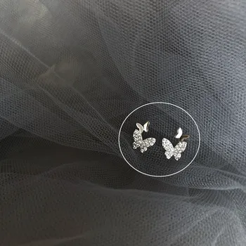Moda Elegant Lucios Fluture Stud Cercei Pentru Femeile Simplu Argint 925 Cristale Mici De Swarovskis Cercel Bijuterii