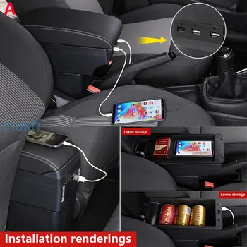 Pentru Hyundai I20 Cotiera Interior Piese speciale de Aducere piese Auto Cotiera Centru cutie de Depozitare cu USB LED lumina