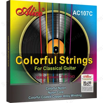 2 Set Alice A107C Colorate din Nailon Chitara Clasica String set 1-6(028-043) Curcubeu Colorat Culoare Chitara Clasica cu Coarde