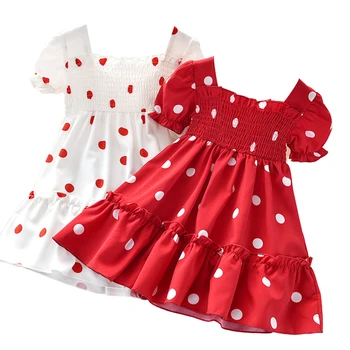 Lioraitiin 3-7ani Copilul mic Copil Fata de Valentine Dress de Pe Umăr Dot Imprimate Îmbrăcăminte Alb Rosu 2 Stiluri
