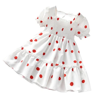 Lioraitiin 3-7ani Copilul mic Copil Fata de Valentine Dress de Pe Umăr Dot Imprimate Îmbrăcăminte Alb Rosu 2 Stiluri
