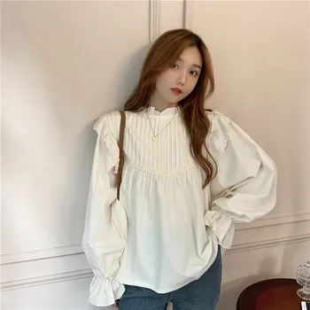 Nomikuma 2020 Toamna Noua Femei Bluza coreean Cutat Sta Gât Flare Camasa cu Maneca Lunga Femme de Cauzalitate Blusas Mujer De Moda 6B529