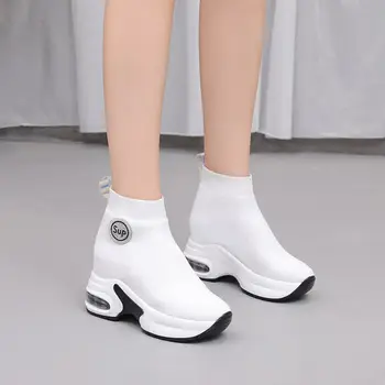 Lift Pantofi pentru Femei 2020 Primăvara anului Nou Model Korean-Style All-meci INS Net Red Fashion & Sport Tricotate Inaltime-Top Șosete Pantofi