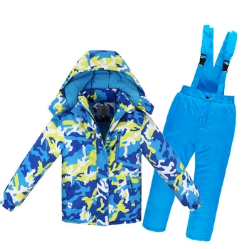Băieți Fete Costume de Schi Waterproof, Windproof Zăpadă Pantaloni+sacou Set de Schi de Iarnă Costum de Sport pentru Fete Haine