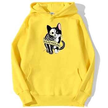 Hip Hop de desene animate pisica lui schrodinger Hanorac Hanorac Mens Casual Harajuku Capișon Jachete Toamna Cald Pulover de Lână Streetwear