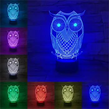 Noutatea Iluzie Lumina de Noapte Animal Bufnita 3D Lampa Copil Jucărie de Iluminat USB cu LED-uri RGB de Spirit Multicolor Luminaria Masă de Birou Firulescu Cadou