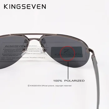 KINGSEVEN Aluminiu Magneziu Polarizate fără rame, Lentile de ochelari de Soare Pentru Bărbați de Înaltă Definiție Retro Femei Ochelari de Oculos de sol