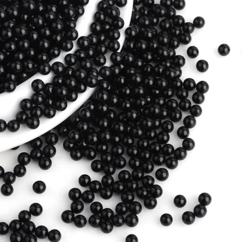 Pandahall Aprox 10000pcs/sac 4mm Rotund Negru Imitație de Perle Acrilice Nici o Gaură Margele pentru Bijuterii DIY Accesorii Decor