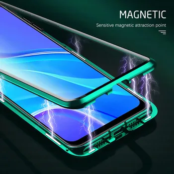 360 Magnetic de Adsorbție Caz de Metal pentru Xiaomi 10 Lite Redmi Nota 9 8 8T 7 Pro 9A K20 Km 10 9T 10T Pro-Verso Capac de Sticlă