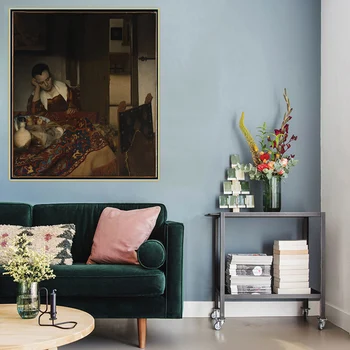 Citon Johannes Vermeer《O Servitoare Adormit》Panza Pictura In Ulei Opera De Arta Imagine Poster Celebra Pictura Decor De Perete Decor Acasă