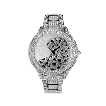 Lux Leopard Ceasuri Bling Iced din Aur de 18K Stralucitoare CZ Cuarț Ceas de mână pentru Bărbați Femei Hip-Hop Marca Man Watch Ceas rezistent la apa