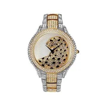Lux Leopard Ceasuri Bling Iced din Aur de 18K Stralucitoare CZ Cuarț Ceas de mână pentru Bărbați Femei Hip-Hop Marca Man Watch Ceas rezistent la apa