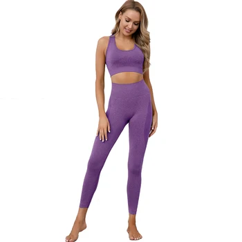 2 buc fără sudură haine de antrenament pentru femei yoga set de fintess sport îmbrăcăminte set de potrivire pentru femei costume seamless legging seturi