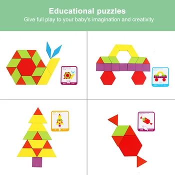 155PCS DIY Puzzle din Lemn Puzzle Clădire în curs de Dezvoltare Jucarii Pentru Copii Creative Formă de Cunoaștere Învățarea Timpurie Jucarii Educative