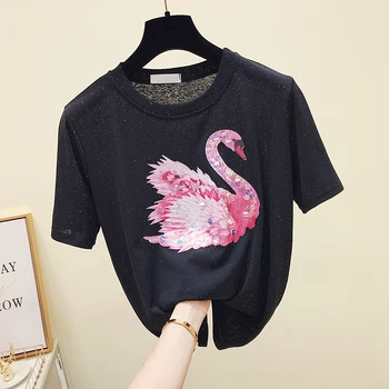 T-shirt pentru Femei Mâneci Scurte Tricou 2019 Noua Moda Alb Teuri Fetele Doamnelor Vacanță Topuri Femeie Toate-meci de Bază Topuri