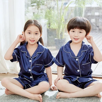 Băieți, Pijamale de Mătase de Vară 2020 Maneci Scurte Set pentru Copii Fete Pijamale Seturi de Mătase Subțire Pijamale Fete Costum de Pijama Seturi pentru Copii