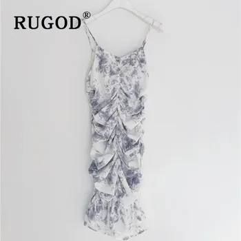 RUGOD rochie mini Sexy femei 2020 coreeană stil elegant curea de spaghete volane rochie de Moda de sex feminin fără mâneci vară că am revenit rochie