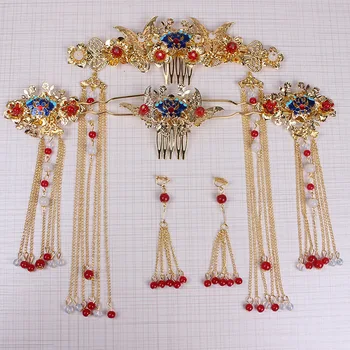 Mireasa e Chinezesc Antic de Mână-a făcut de Cap poarte femeile de mireasa cununa de păr de nunta Set de accesorii en-Gros