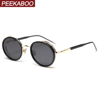 Peekaboo retro oval bărbați ochelari de soare polarizat de metal de aur pentru femei ochelari de soare uv400 maro de înaltă calitate stil coreean grupa de articole pentru cadouri