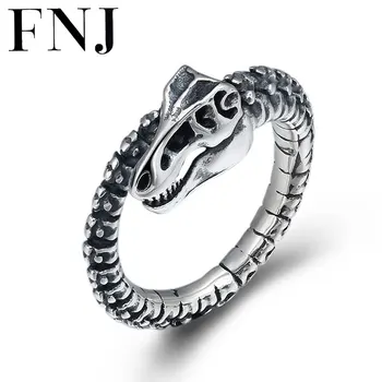 FNJ Punk Dinozaur Inele Argint 925 Dimensiuni Reglabile Deschide Populare Os S925 Solid Argint Thai Ring pentru Femei, Bărbați Bijuterii Fine