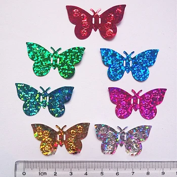 300pcs Fluture Mare, Paiete 20*36mm PVC Plat Paillette Decor Cu 2 Găuri de Cusut,Femei/Copii Îmbrăcăminte Multi-Culori Laser